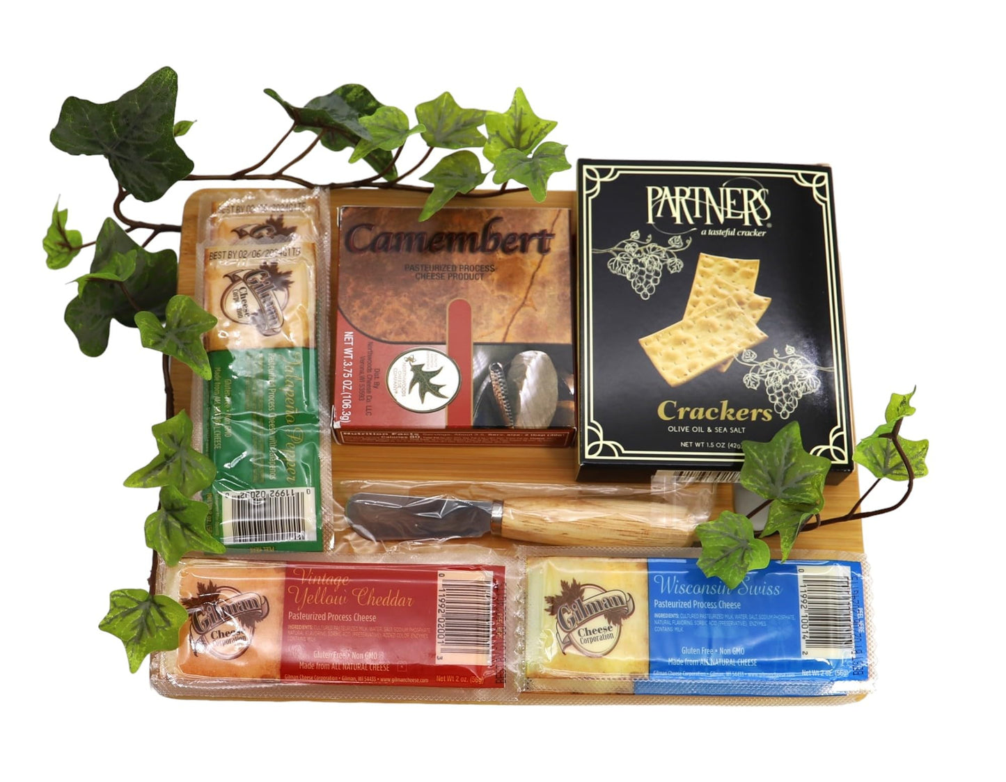 Gift Basket Village: Sweet Home Sampler - Gourmet Cheese & Cracker Cutting Board Set