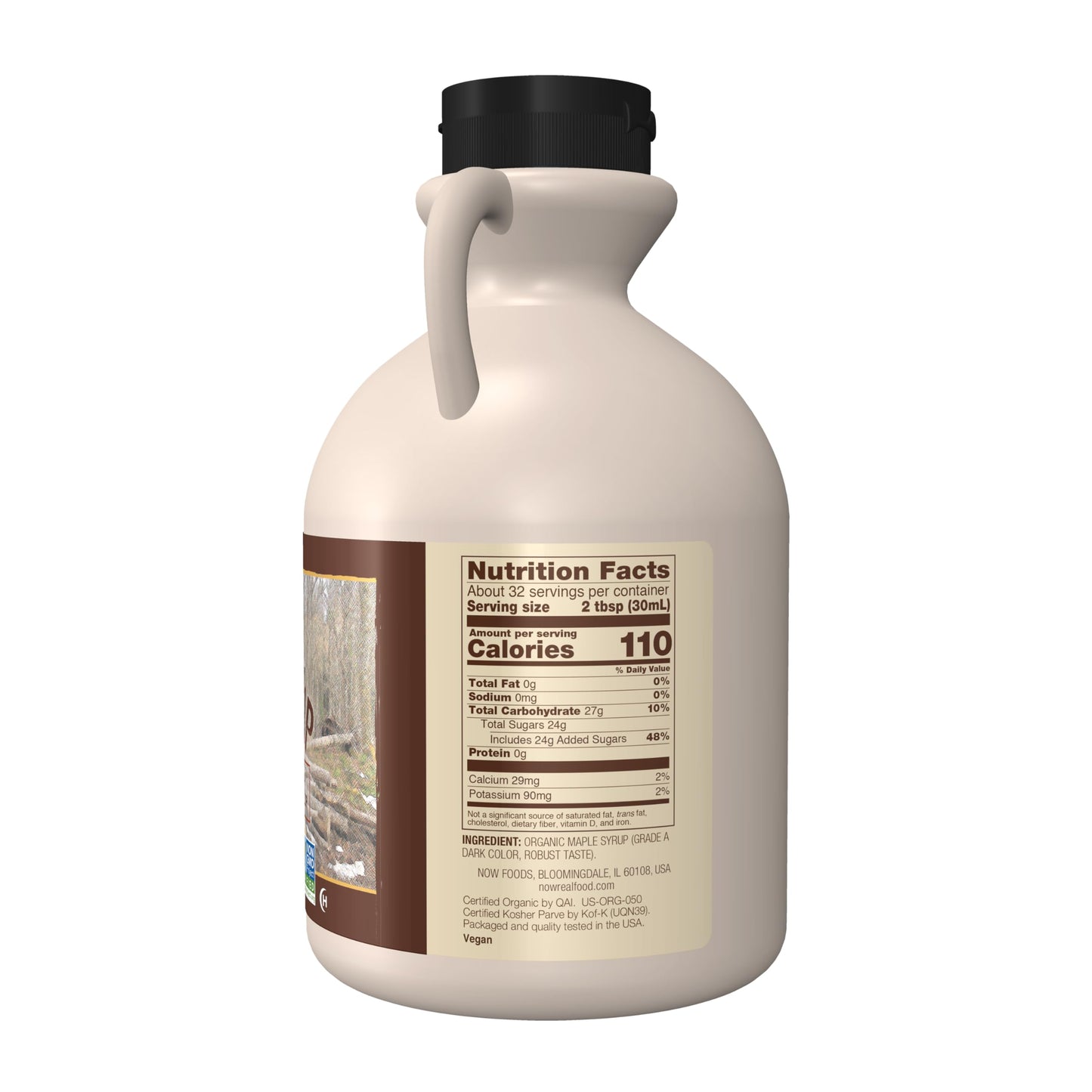 Now Foods, Certified Organic Maple Syrup, Grade A Dark Color, Certified Non-Gmo, Pure, Robust Taste, 32-Ounce