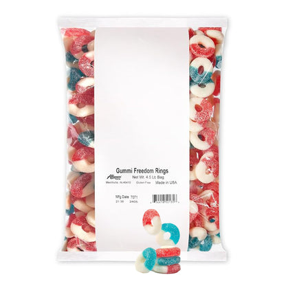 Albanese Worlds Best Gummi Freedom Rings | 4.5lbs of Candy | Gluten Free, Fat Free, Soft and Chewy Gummy Rings | Perfect for Pa