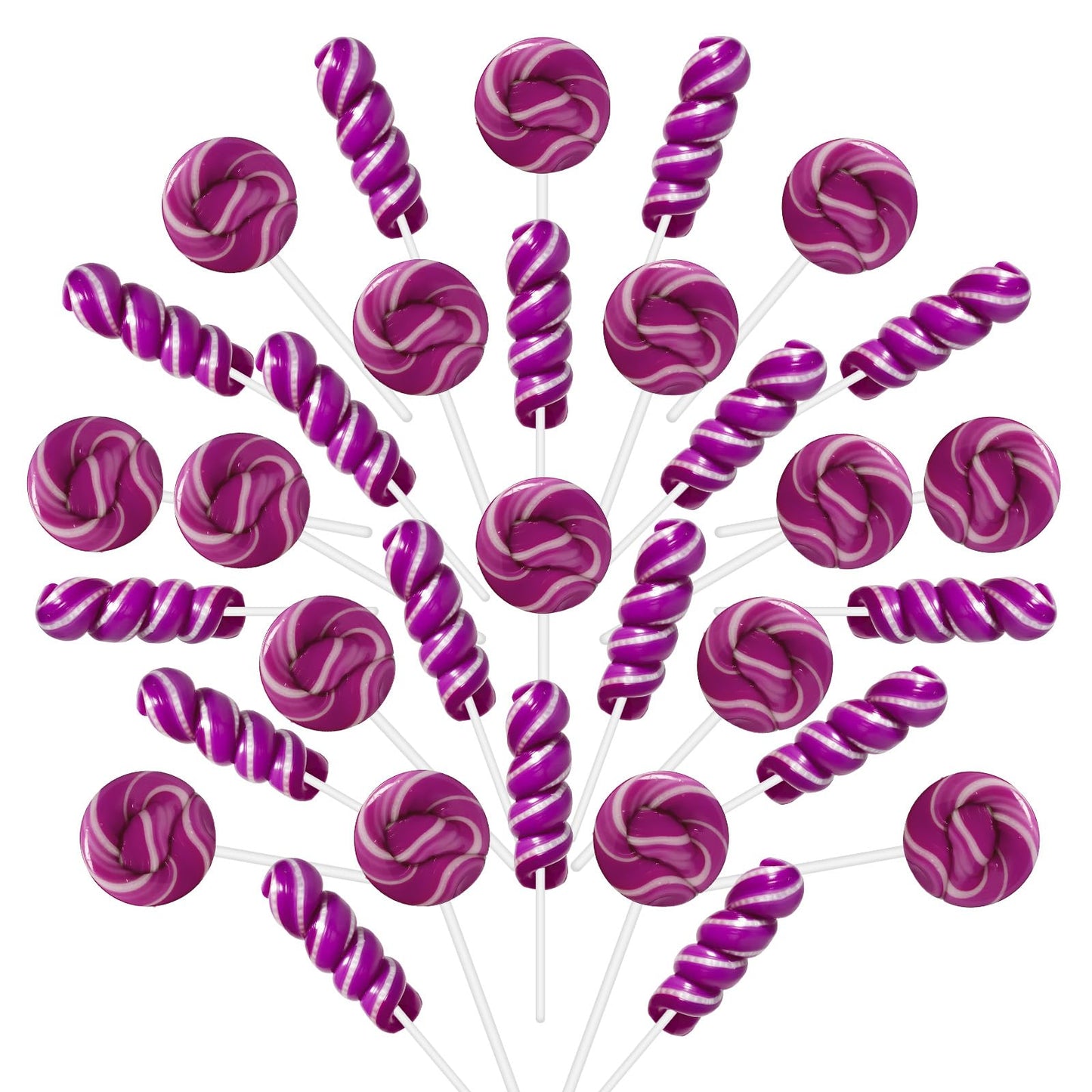 ZOFIA SWEET 32 Pack Twisty & Swirl Lollipops, Individually Wrapped, Grape Flavor, Purple, No Artificial Dyes or Flavors