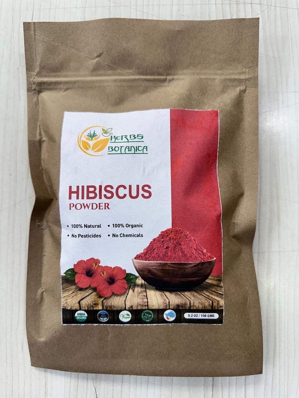 Herbs Botanica Organic Hibiscus Flowers Powder Hibiscus Sabdariffa Pure Naturally Processed For Hair And Skin Non Gmo Gluten Fre