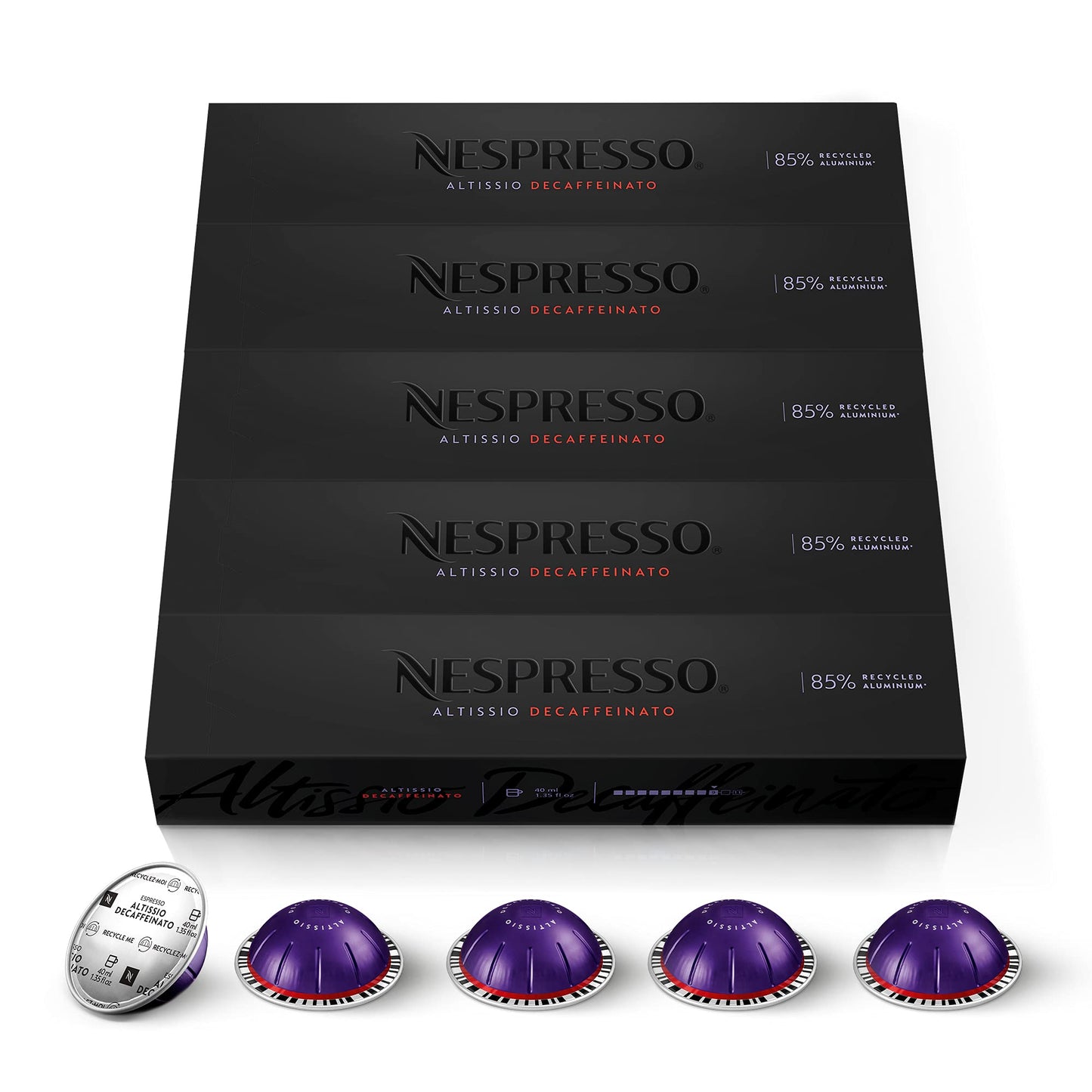Nespresso Capsules Vertuo Altissio Decaffeinato Dark Roast Espresso Pods 50 Count