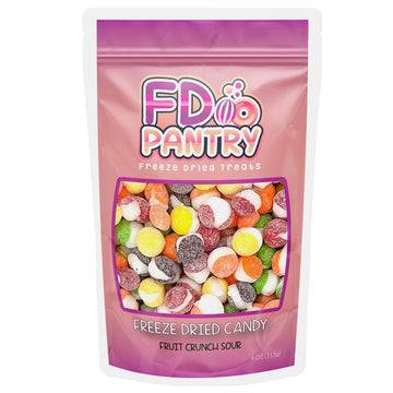 Freeze Dried Fruit Crunch Candy (Sour, 4 Oz) Treat Gift Bag Strawberry, Green Apple, Grape, Lemon, And Orange Sour Candy