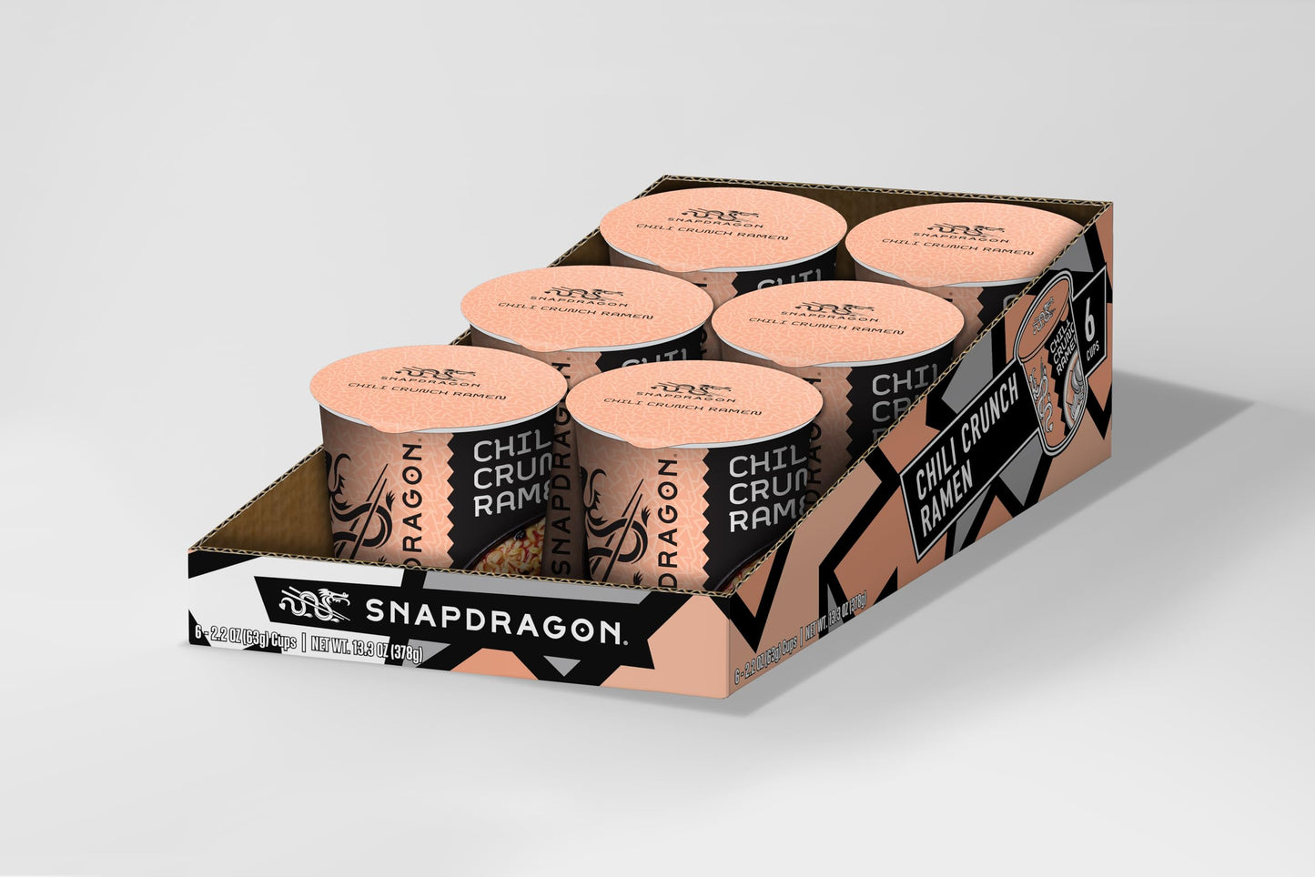 Snapdragon Chili Crunch Ramen Six Pack - Rich Chicken Broth With Authentic Ramen Noodles, Real Deal Chili Crunch Oil Packet Insi