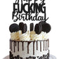 Caiwowo Birthday Cake Topper - Black Glitter Paper Decoration for Adult Parties