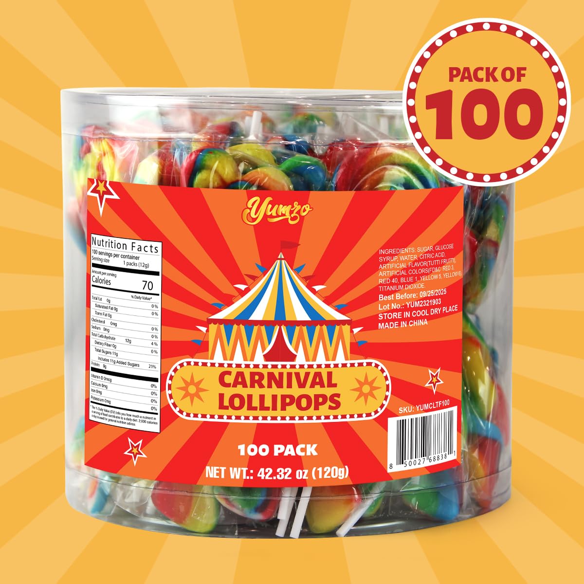 Carnival Lollipops Rainbow Twist, Swirls, And Round Lolly Pops Unicorn Party Favors - Individually Wrapped Rainbow Candy Suckers