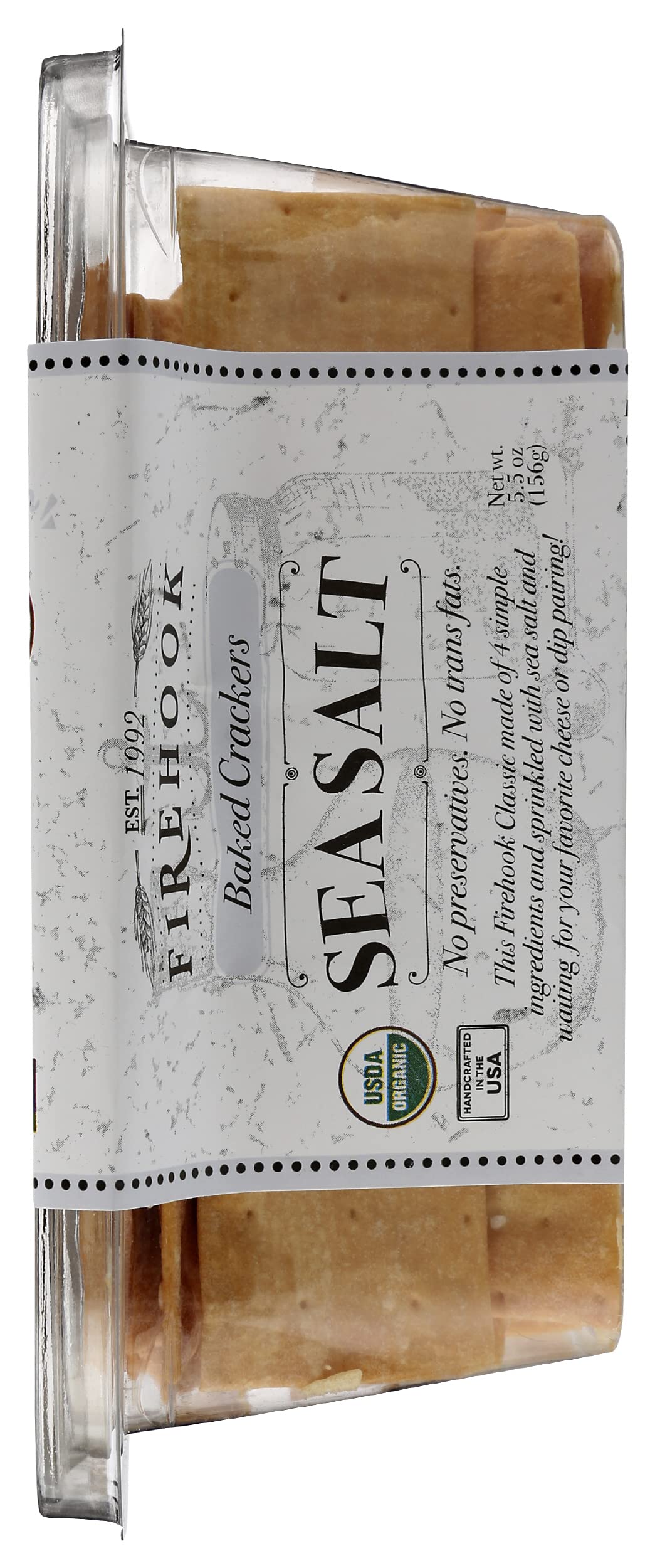 Firehook Baked Crackers, Cracker Sea Salt Organic, 5.5 Ounce