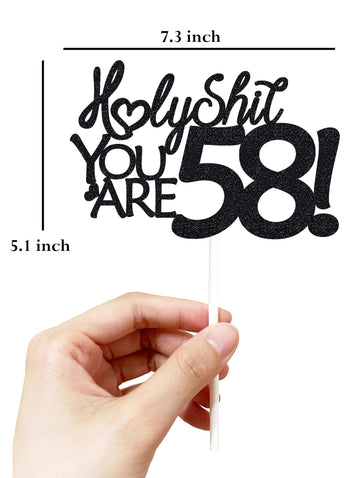 58 Birthday Cake Toppers-Black Glitter, Funny 58Th Cake Topper For Men,58 Cake Topper For Women, 58Th Birthday Decorations,58Th