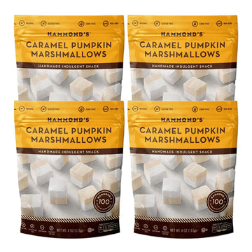 Hammonds Candies Caramel Pumpkin Marshmallows 4 Bags, Great For Snacking Hot Chocolate, Samores And Homemade Brownies Small Batc
