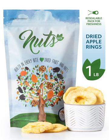 Nuts U.S. - Dried Apple Rings | No Added Sugar | No Artificial Color | Chewy Texture | Non-Gmo | Juicy And Natural | Packed In A