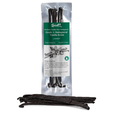 SPICEEL Madagascar Vanilla Beans Whole Grade A Vanilla Pods for Making Extract, Whole 5'' - 7'' Vanilla Beans for Baking, 6 Coun