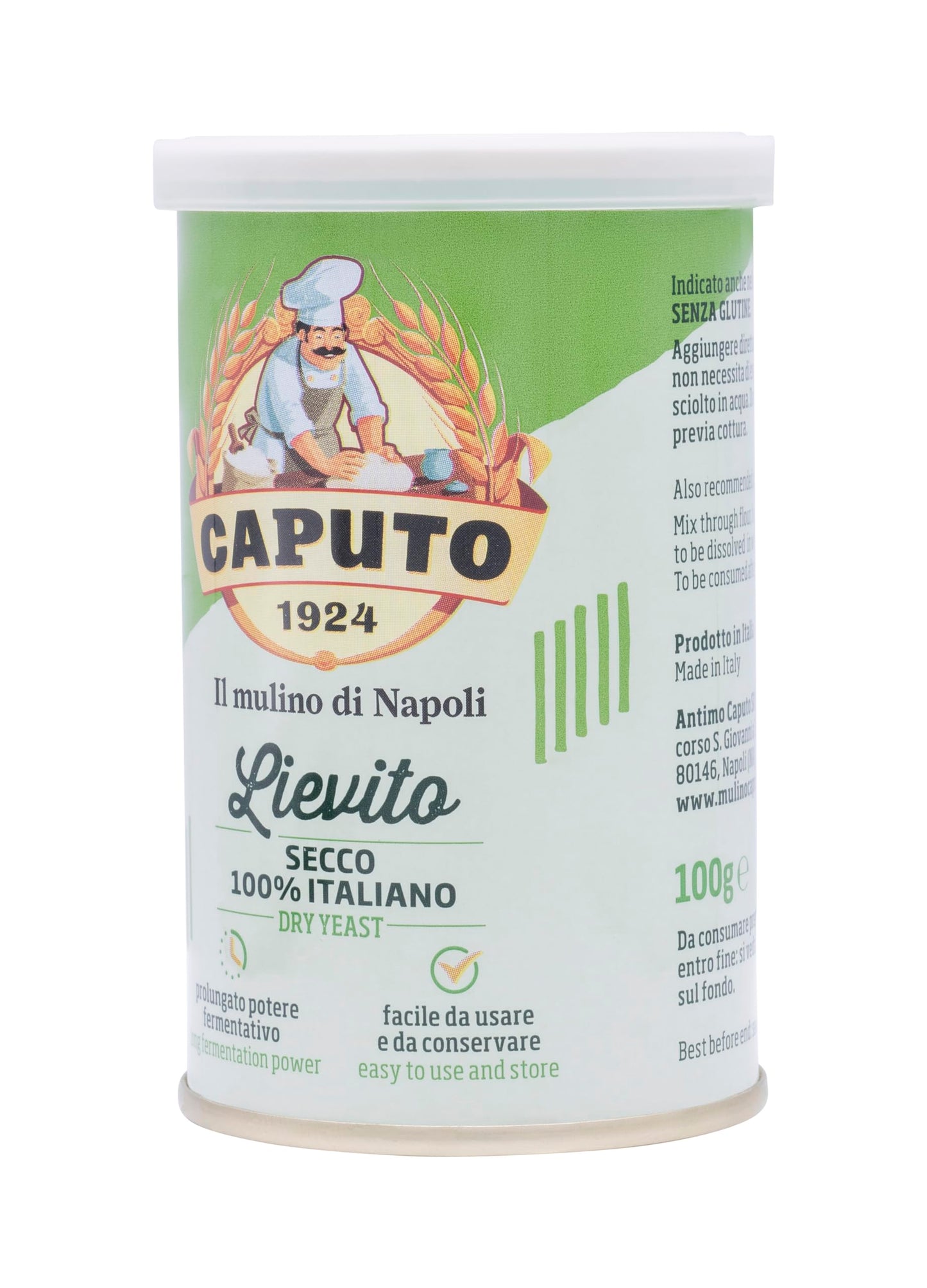 Antimo Caputo Lievito Active Dry Yeast 3.5 Ounce Can - Made In Italy - Perfect With 00 Flour