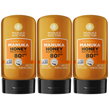MANUKA DOCTOR - MGO 80+ SQUEEZY Manuka Honey Value Bundle, 3 Squeeze Bottles, Multifloral 100% Pure New Zealand Honey. Certified