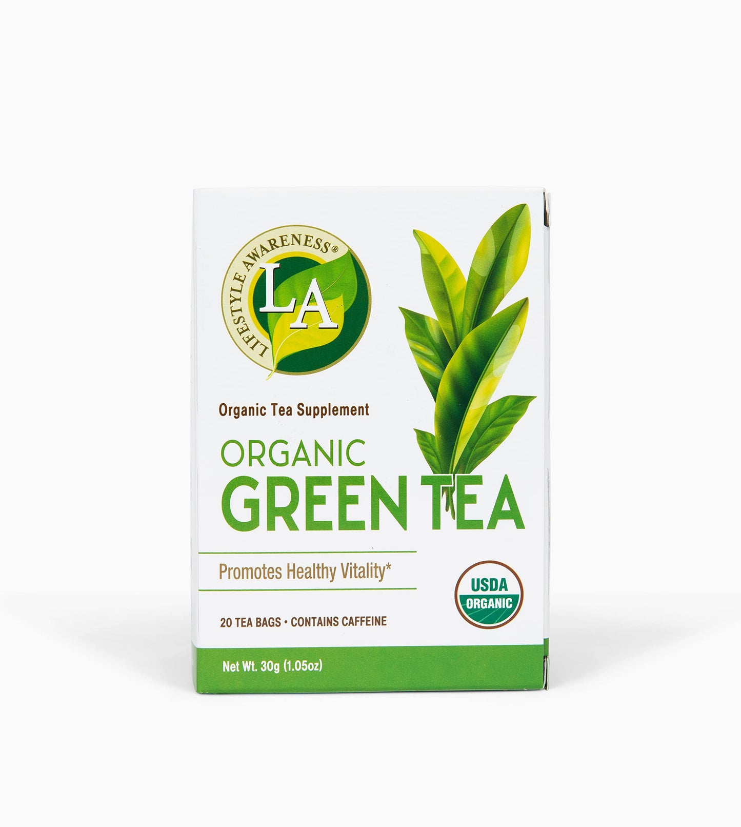 Lifestyle Awareness Organic Green Tea  Contains Caffeine  20 Count (Pack of 6)