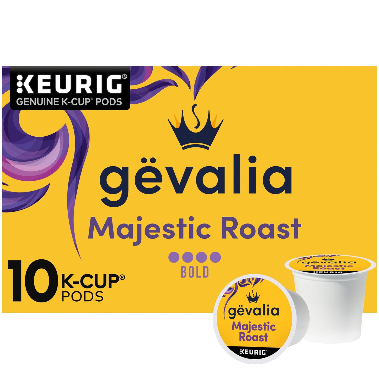 Gevalia Majestic Roast K-Cup Coffee Pods, Bold Roast, 10 Count Box, 3.4 OZ