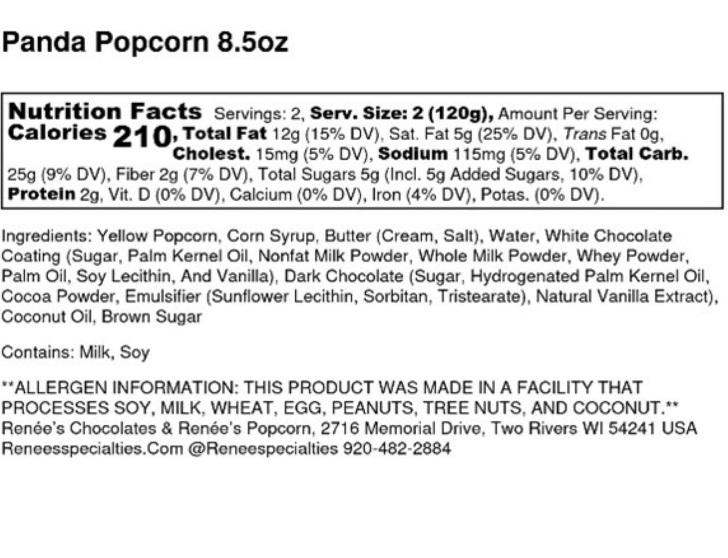 Ren  Es Panda Popcorn  Gourmet Popcorn - Sweet Dark And White Chocolate Drizzled Over Our Caramel Corn, Sweet And Salty Treat On