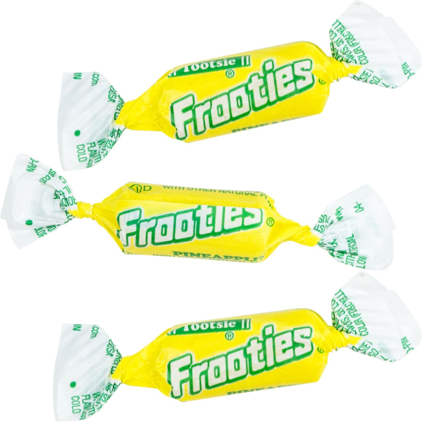Assortit Holiday Pineapple Tootsie Roll Frooties Chewy Candy, 1.5 Lb, Yellow, Individually Wrapped, Resealable Bag, 85+ Pieces