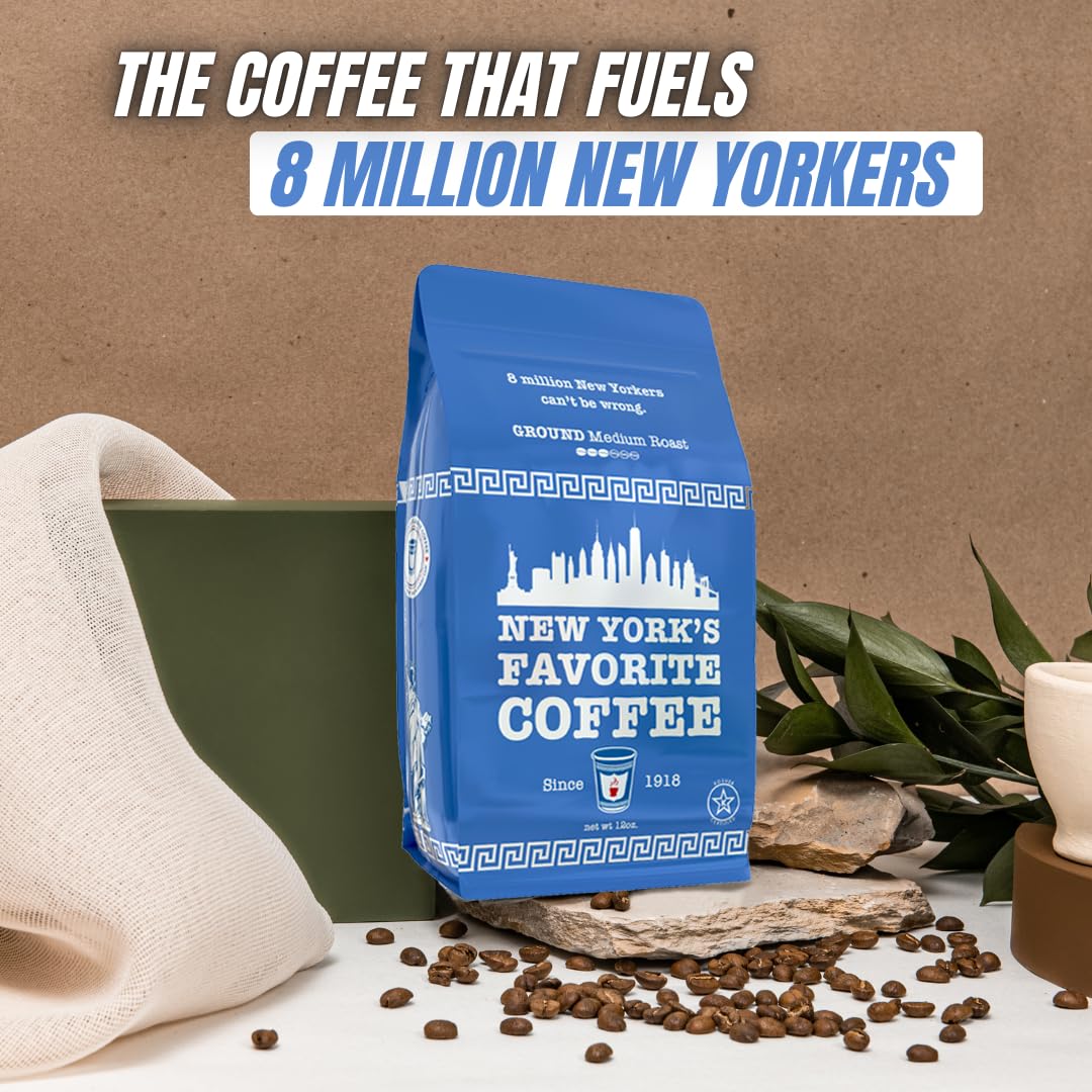 New Yorks Favorite Coffee Medium Roast Ground Coffee - 12oz Bag (Pack of 1) - Freshly Roasted Arabica