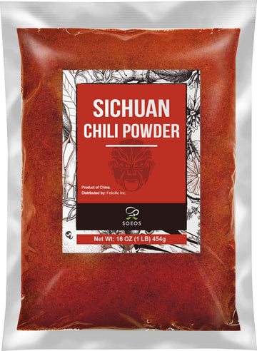 Soeos Sichuan Chili Powder,16oz (454g), Medium Hot, Dried and Crushed Red Chili Pepper Flakes, Premium Chili Powder for Pizza, C