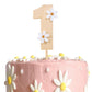 MAMUXI Wooden Daisy Cake Topper - Boho Retro Decor for 1st Birthday, Brown, Model Daisy