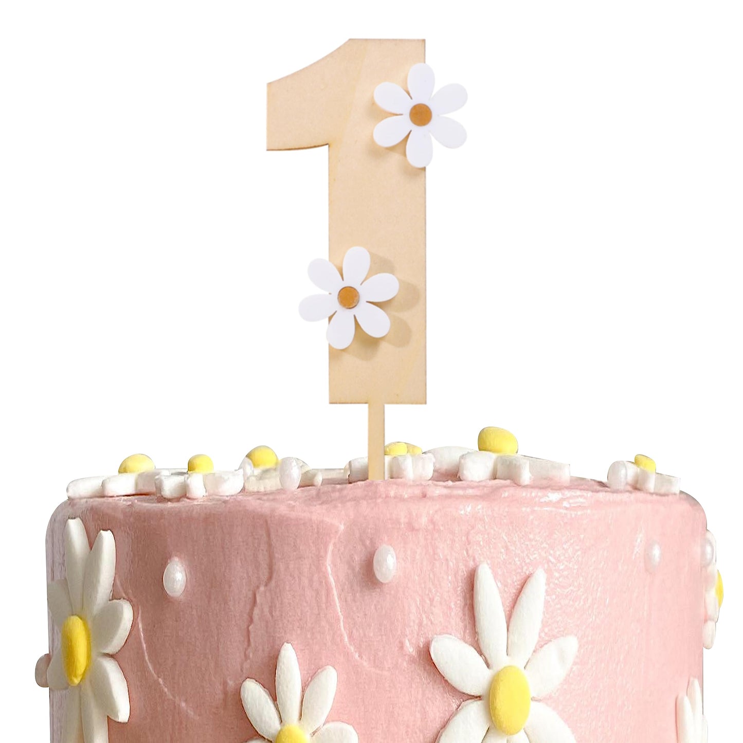 MAMUXI Wooden Daisy Cake Topper - Boho Retro Decor for 1st Birthday, Brown, Model Daisy