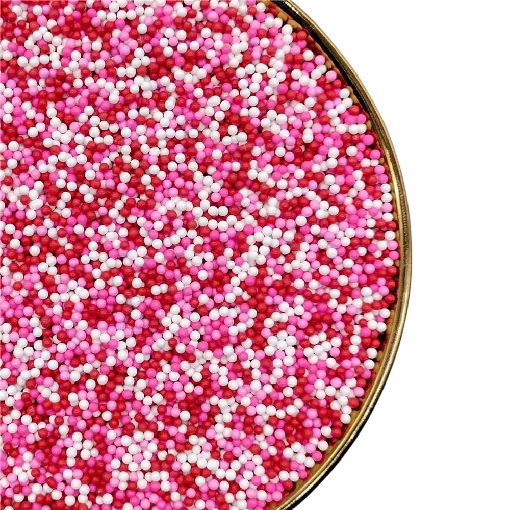 Sprinkles, White Red Pink Edible Pearl Sprinkles for Cake Decorations, Baking Ice Cream, Cookies, Cupcake Topper Edible Pearls S