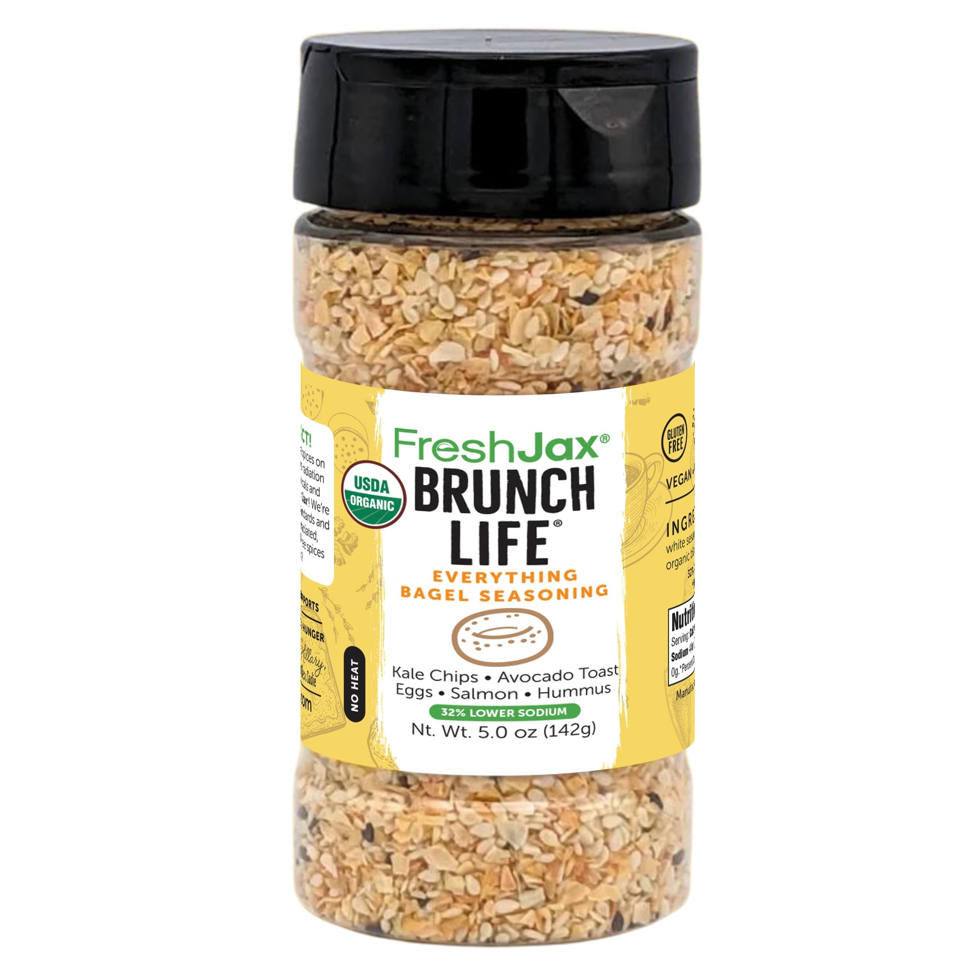 FreshJax Organic Everything Bagel Seasoning - Brunch Life (5.0 oz Bottle) Non GMO, Gluten Free, Keto, Paleo, No Preservatives Ev