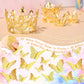 cridoz 163Pcs Flower Bouquet Accessories, 15Pcs Mini Crowns with 48Pcs Gold 3D Butterfly Decorations and 100Pcs Corsage Boutonni