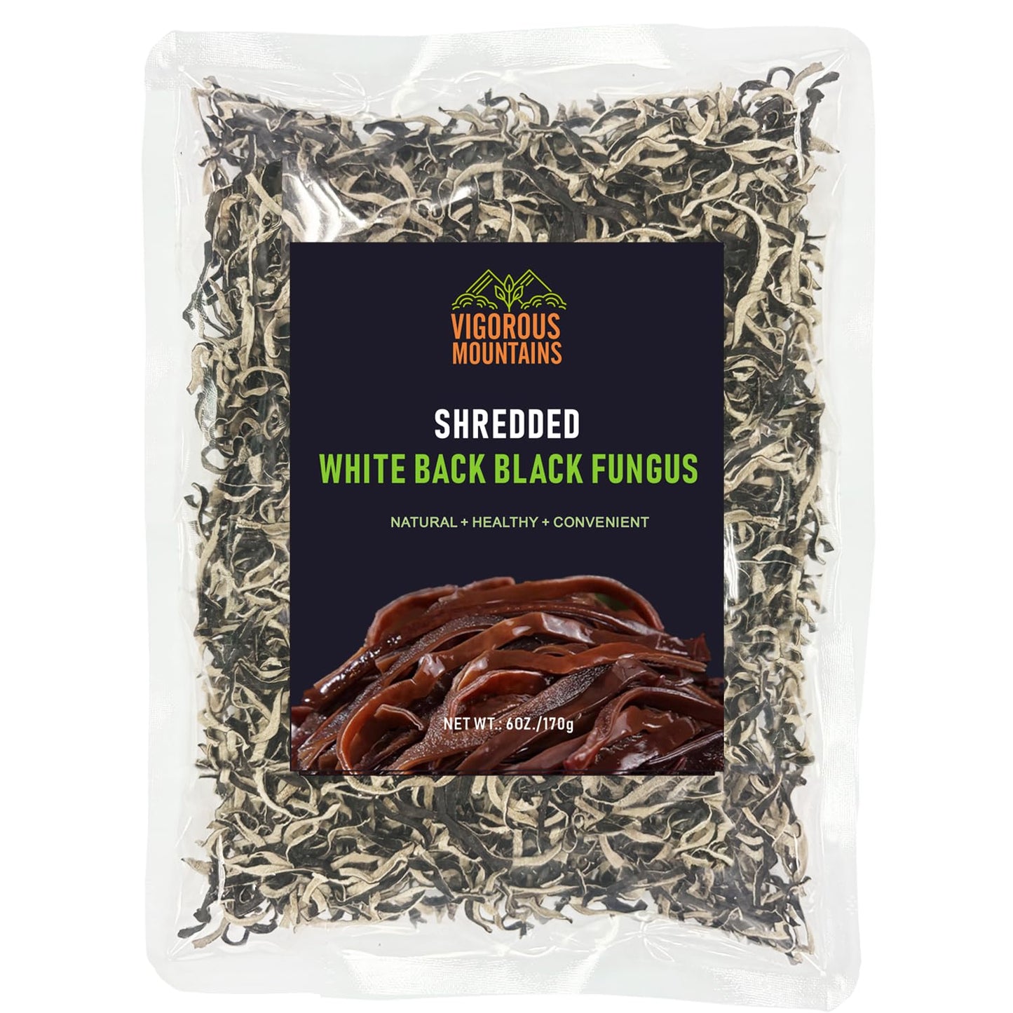 VIGOROUS MOUNTAINS Shredded Dried Woodear Mushrooms  Natural & No Additives  Rich in Fiber & Iron - 6oz (170g) - Perfect for Asian Cuisine  Soups  Stir-Fries & Hot Pot
