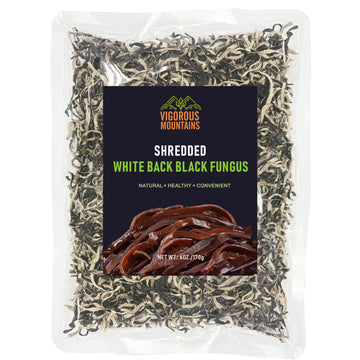 VIGOROUS MOUNTAINS Shredded Dried Woodear Mushrooms  Natural & No Additives  Rich in Fiber & Iron - 6oz (170g) - Perfect for Asian Cuisine  Soups  Stir-Fries & Hot Pot