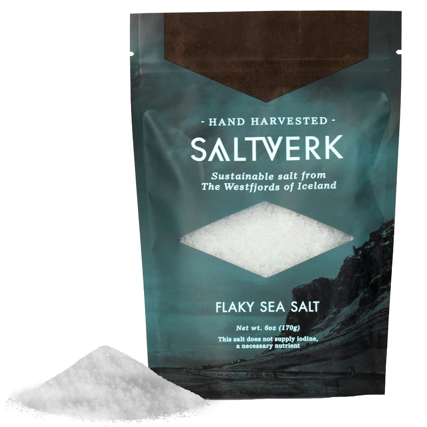 Saltverk Sea Salt - Gourmet  Icelandic  Hand Harvested and Sustainably Made - Flaky 6 Oz