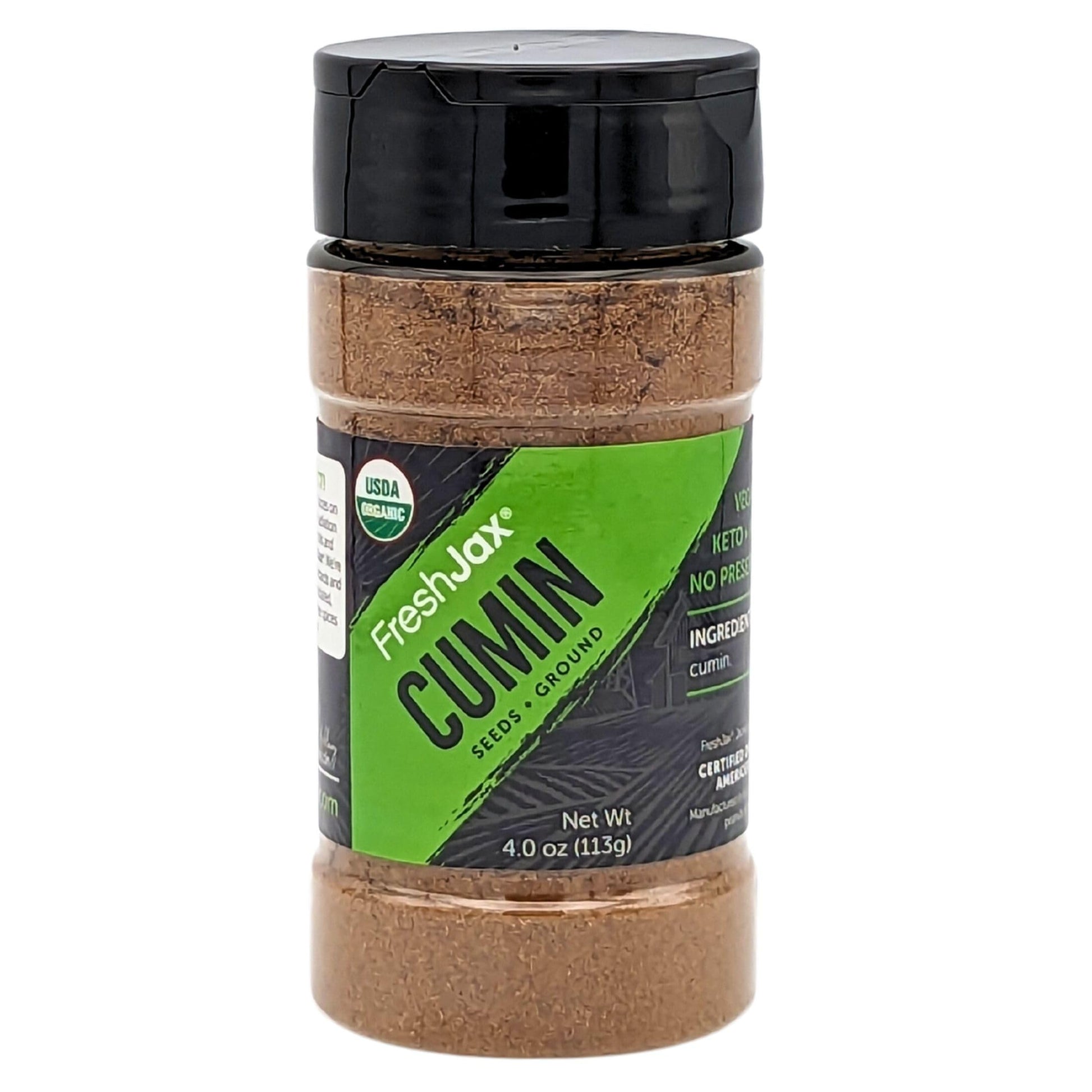 FreshJax Organic Ground Cumin - Premium Spices, 4 Ounce Bottle