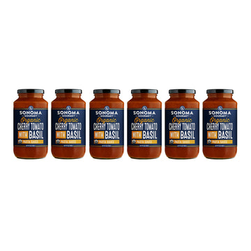 Sonoma Gourmet Cherry Tomato Basil Pasta Sauce, USDA Organic, Non-GMO, Gluten-Free, 25 Ounce Jars (Pack of 6)