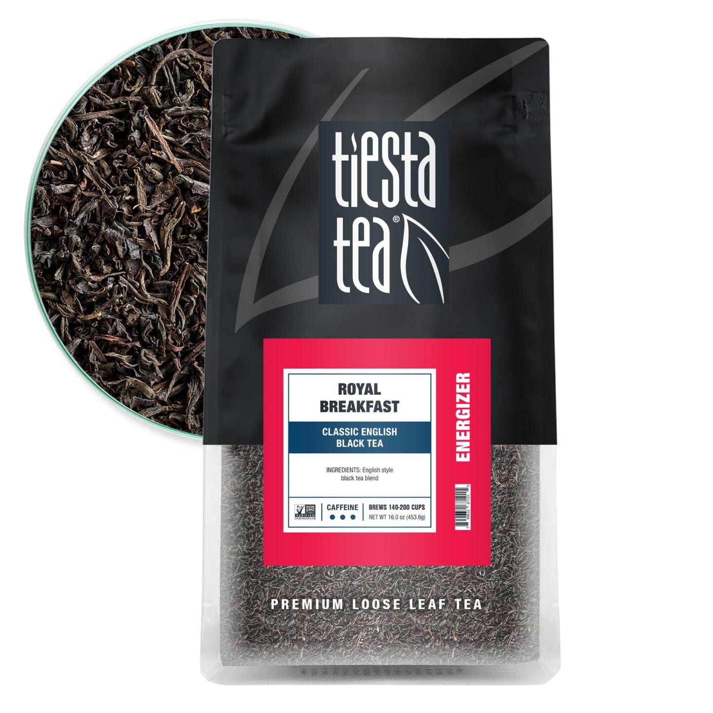 Tiesta Tea Royal Breakfast Loose Leaf Black Tea - High Caffeine, Brews 200 Cups, 16oz Resealable Bulk Pouch