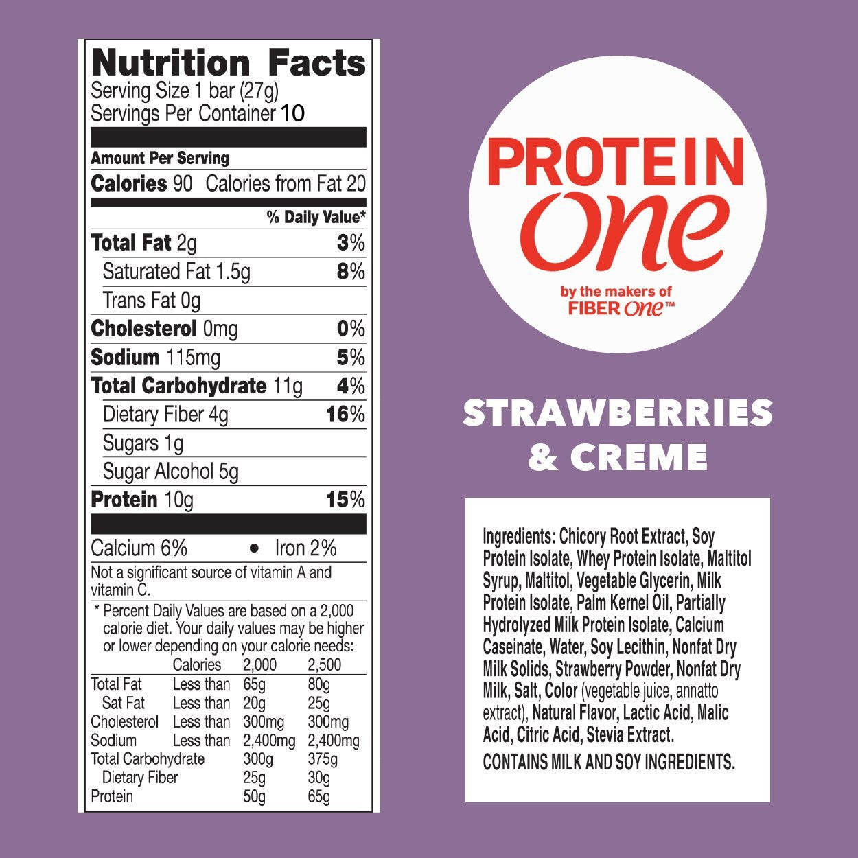 Protein One 90 Calorie Protein Bars, Strawberries And Cream, Keto Friendly, Value Pack, 10 Ct, 9.6 Oz