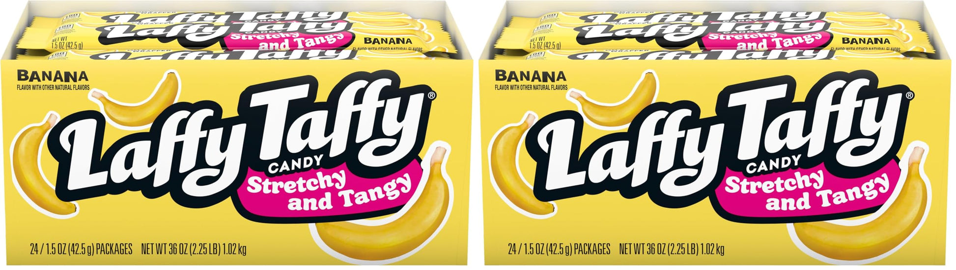 Laffy Taffy Candy, Stretchy & Tangy, Banana Flavor, 1.5 Ounce Bars (Pack of 48)