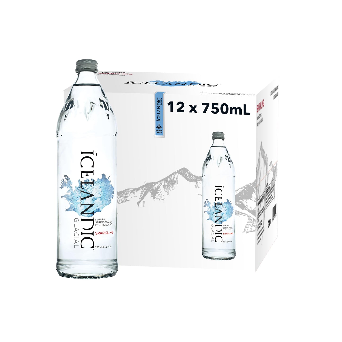 Icelandic Glacial Natural Spring Water  Sparkling  25.3 Oz