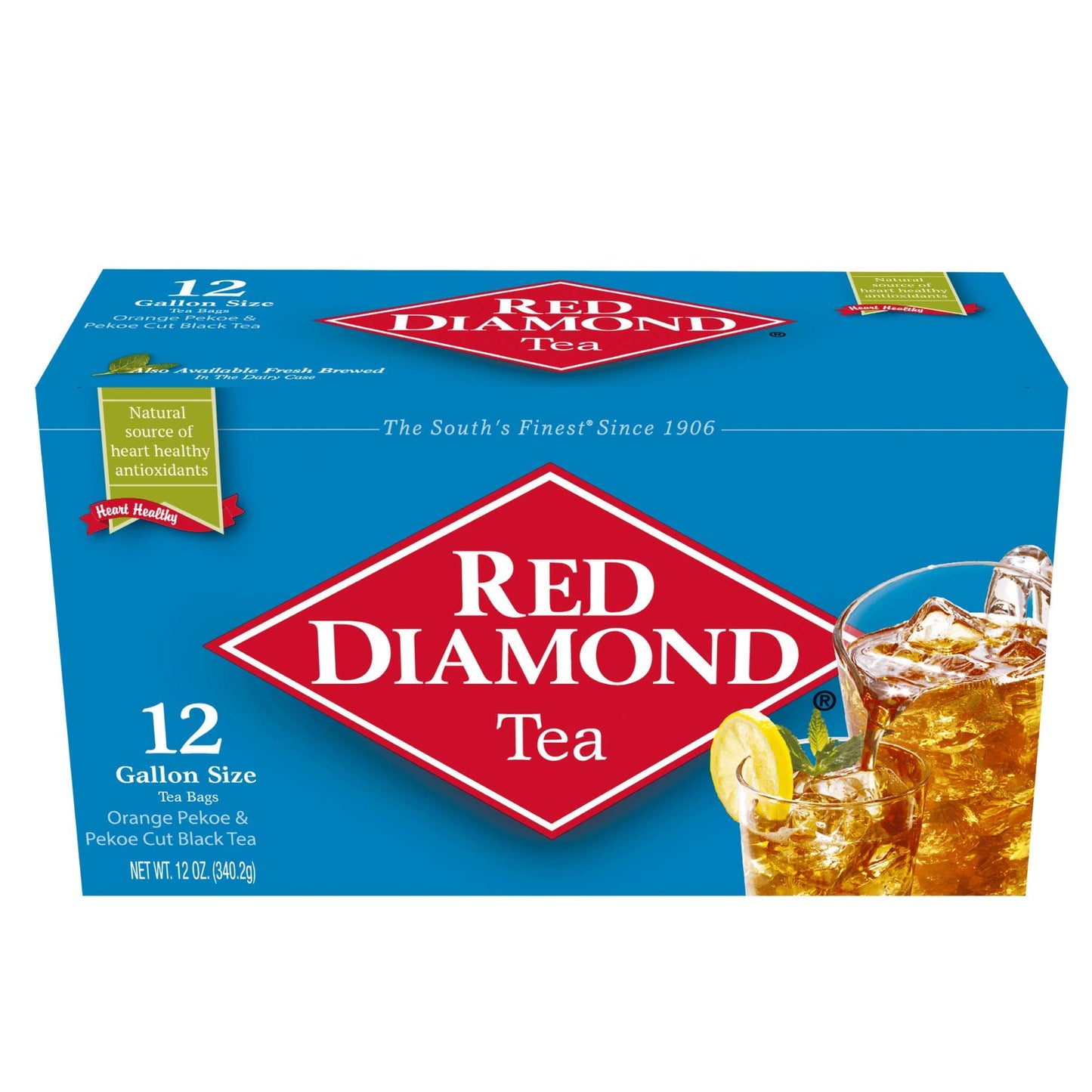Red Diamond Iced Tea Bags  Gallon Size Tea Bags  Delicious And Freshly Brewed Taste  Special Top-Grade Blend  12 Count Gallon-Size Bags (12 Pack - 144 Count)