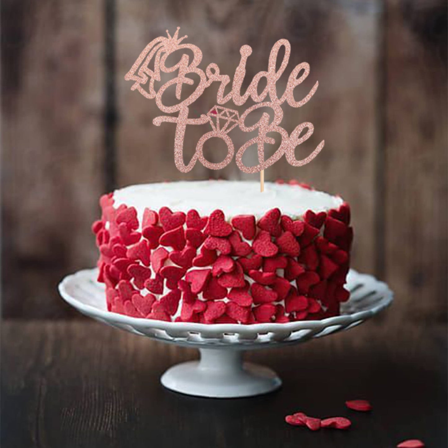 1 Pcs Bride To Be Cake Topper With Glitter Ring Bridal Shower Cake Pick Decorations For Wedding Engagement Theme Bachelorette Pa