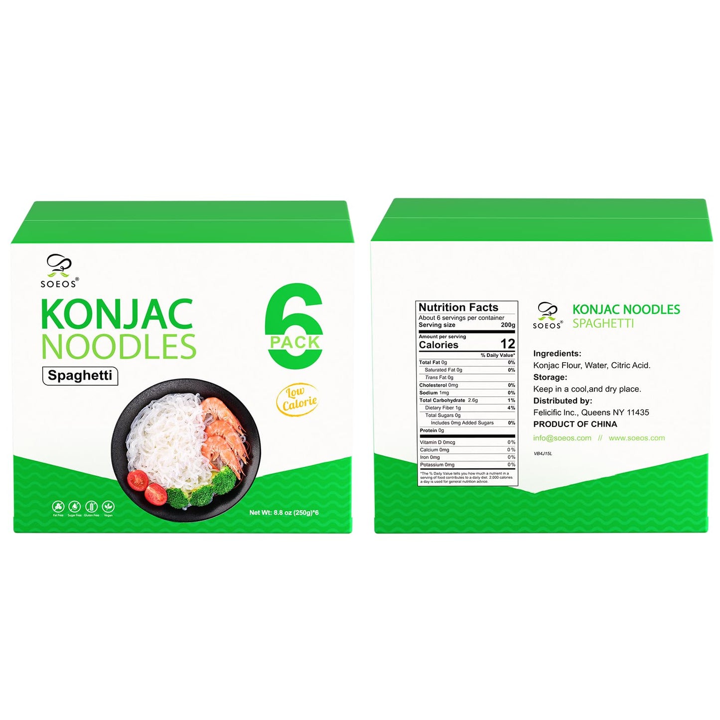 Soeos Konjac Noodles, Spaghetti Pasta, Low Calorie, Low Carb, Keto And Paleo Friendly Shirataki Noodle, Gluten-Free, Fat Free, S