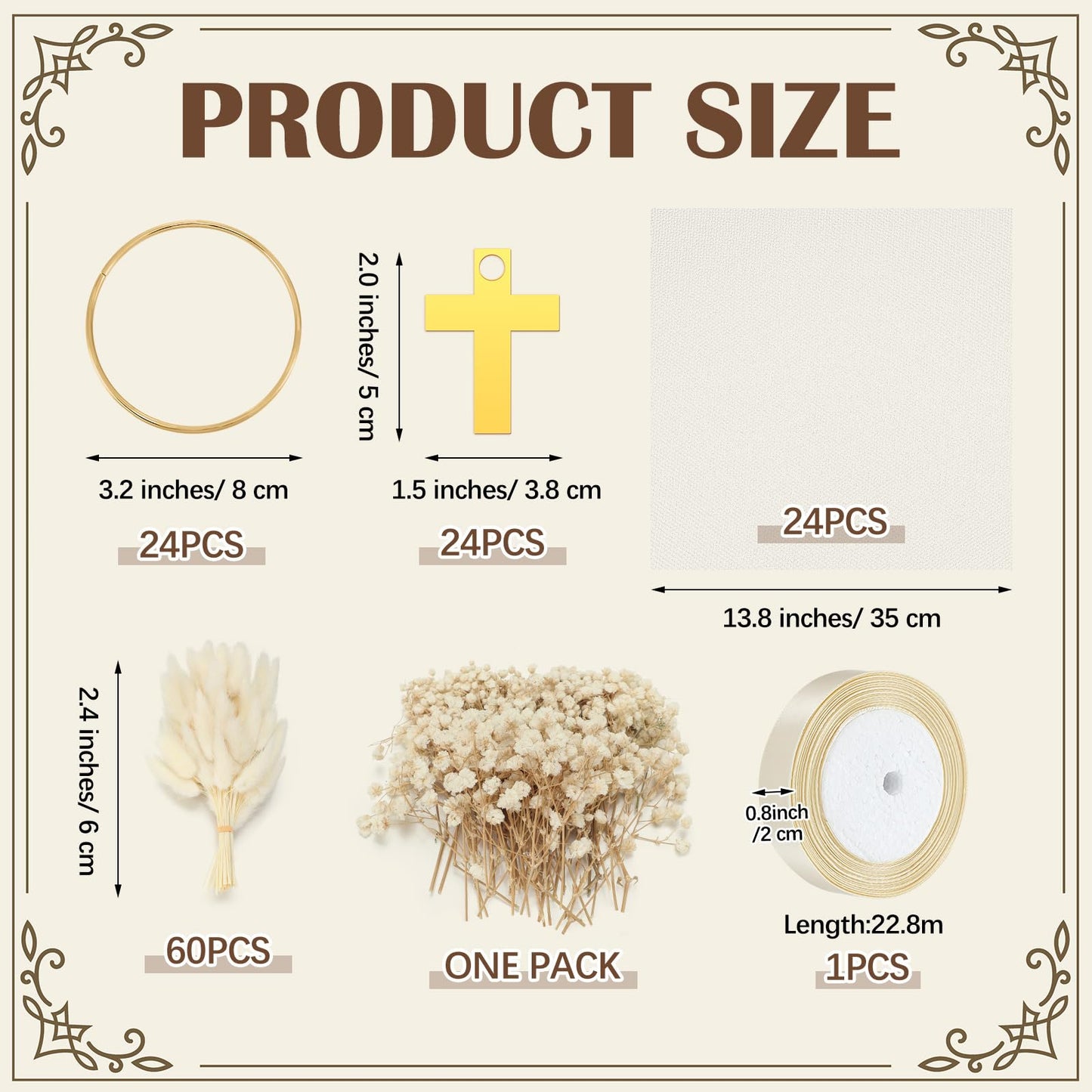 Chunful 24 Set Baptism Wedding Almond Candy Favors for Guests Include Ring and Tulle Bag DIY Almond Candy Souvenirs Italian Wedd