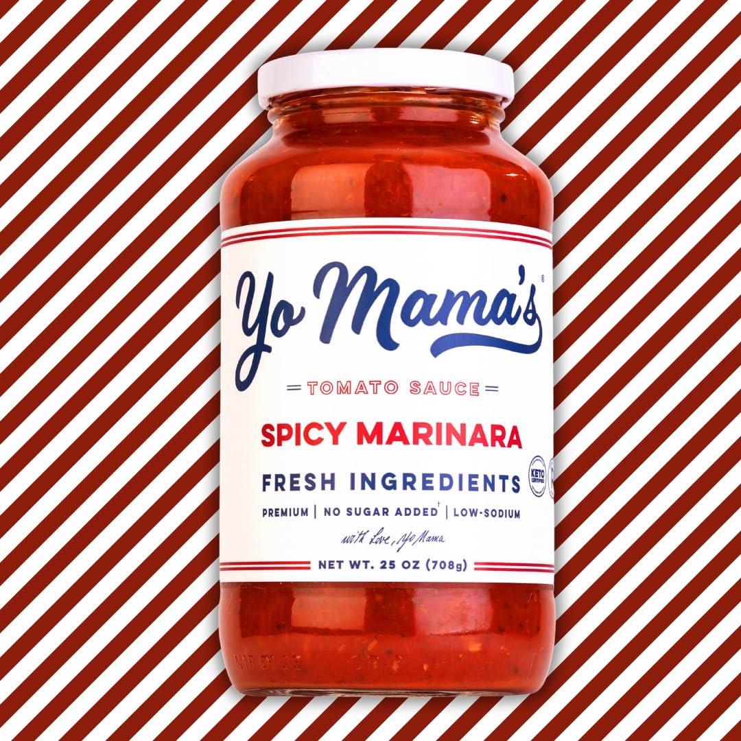 Yo Mama'S Foods Keto Spicy Marinara Pasta Sauce - Pack Of (1) - No Sugar Added, Low Carb, Low Sodium, Gluten Free, Paleo Friendl