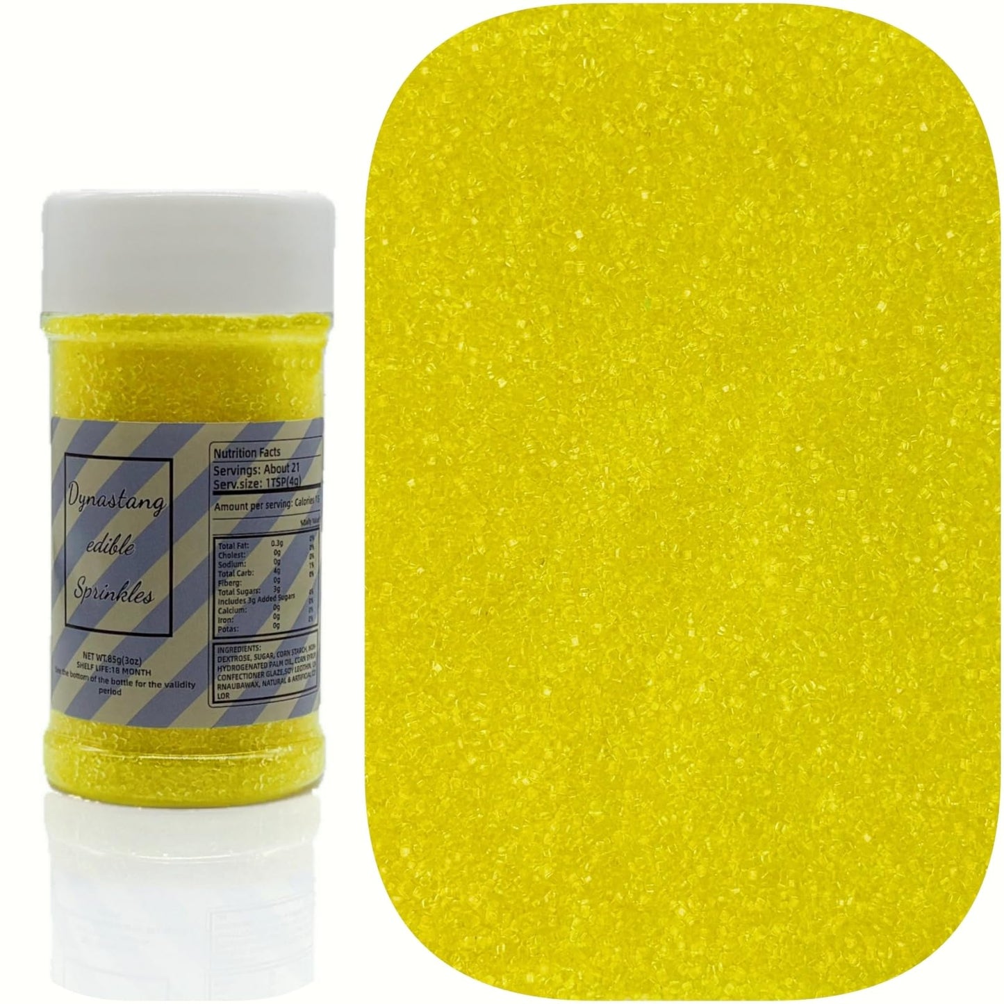 Dynastang Yellow Sanding Sugar Sprinkles Edible Sugar Crystals Cake Decoration Cupcake Toppers Cookie Decorating Perfect for Cak