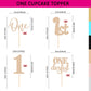 24Pack First Birthday Cupcake Topper - Glitter Rose Gold One Cupcake Picks,1St Birthday Cupcake Decorations Supplies (Rose Gold)