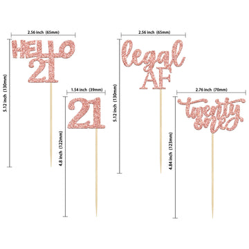 Gyufise 24 Pack 21St Birthday Cupcake Toppers Legal Cake Decorations Rose Gold Hello 21 Twenty One Cupcake Picks For 21St Birthd
