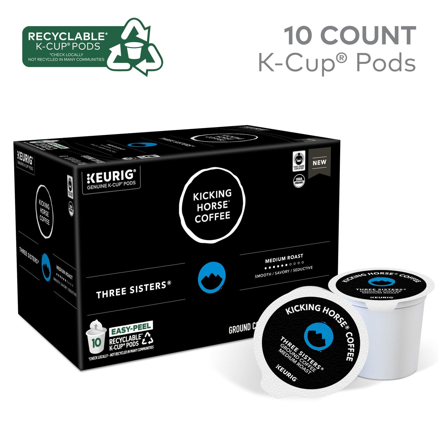 Kicking Horse Coffee Single Serve K-Cup Pods Medium Roast 10 Count Box