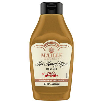 Maille x Mike's Hot Honey Special Edition Savory-Sweet Condiment with a Spicy Kick Hot Honey Dijon Mustard Gluten-Free, Shelf-St
