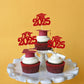 Gyufise 24Pcs Graduation Cupcake Toppers 2025 Red Glitter Class Of 2025 Graduation Cupcake Topper Decorations Diploma Grad Cap C
