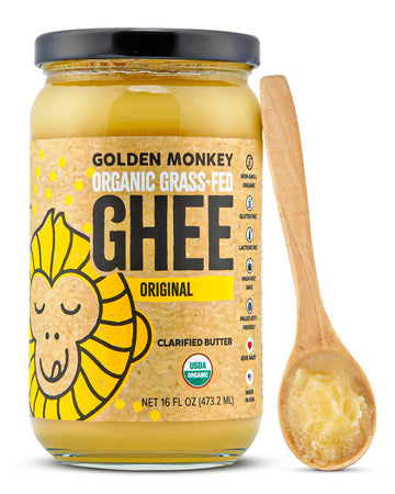 Organic Ghee Butter Grass Fed Clarified - 16 Oz Ghee Butter - Unsalted Butter Certified Organic Ghee Oil - Perfect For Paleo, Ke