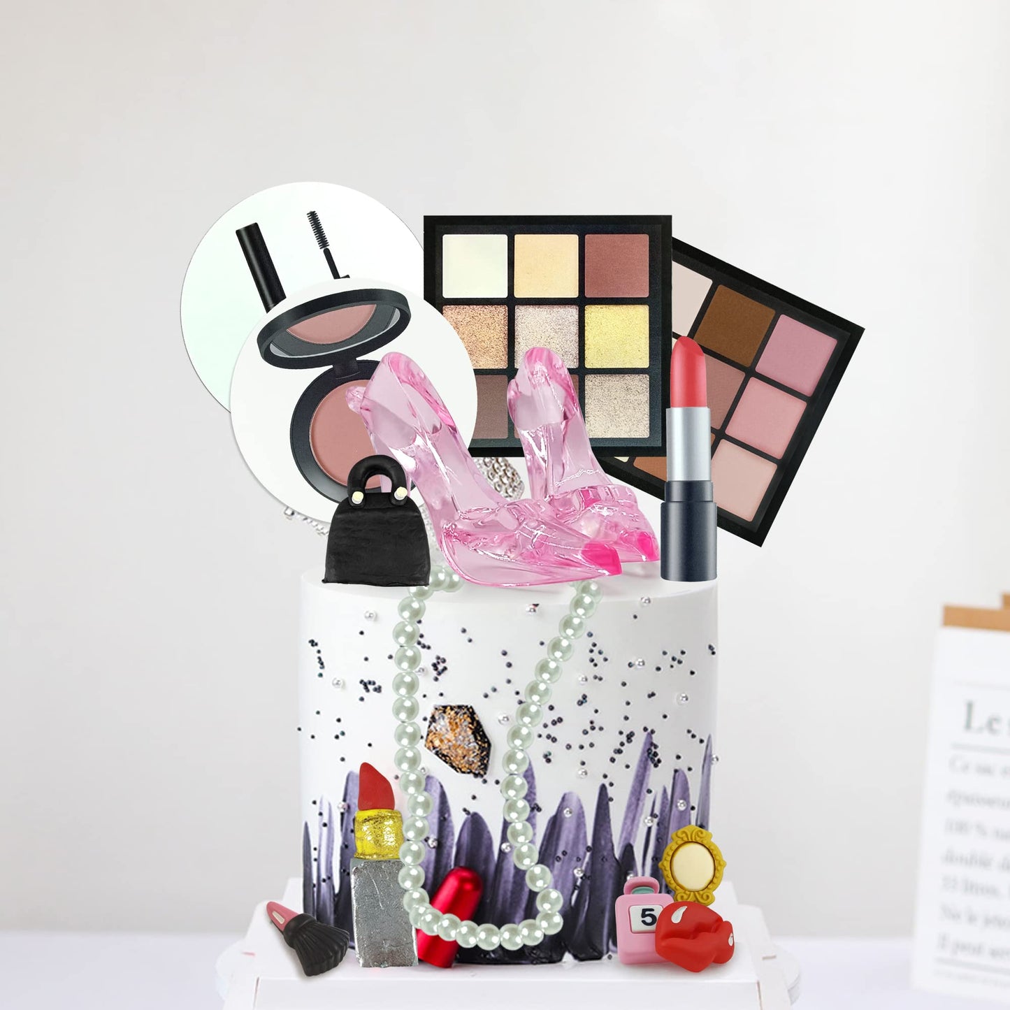 15Pcs Makeup Cake Toppers Makeup Cake Decorations Birthday Cake Decorations Bridal Shower Cake Topper Makeup Birthday Party Supp